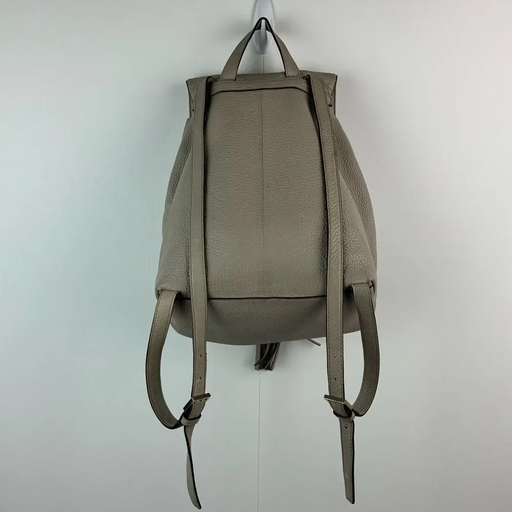 Kate Spade NY Wilder Grey Street Pebble Leather Drawstring Flap Backpack Leather